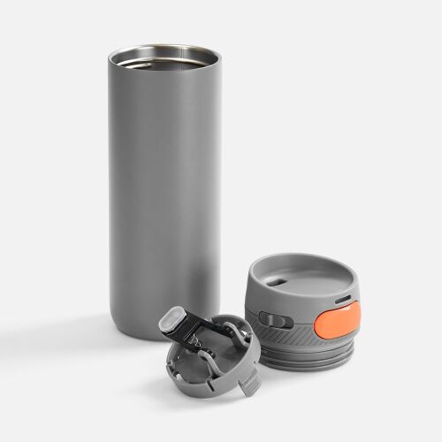Термостакан X1 с цветной кнопкой, серый с оранжевым 1