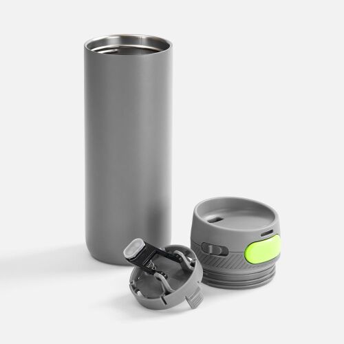 Термостакан X1 с цветной кнопкой, серый с желтым 2