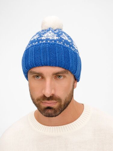 Шапка Holidale, синяя с молочным 5