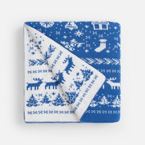 Плед Holidale, синий с молочным 2