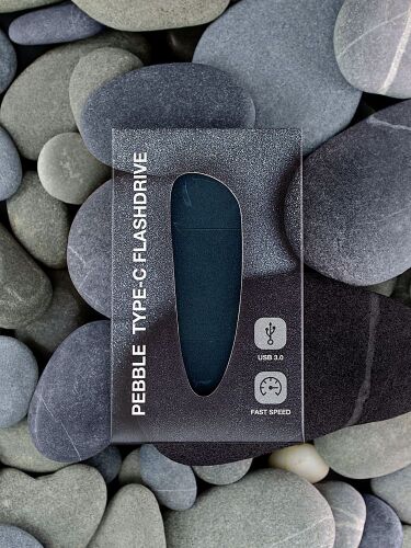 Флешка Pebble Type-C, USB 3.0, серо-синяя, 32 Гб 5