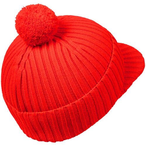 Вязаная шапка с козырьком Peaky, красная (кармин) 3 Вязаная шапка с козырьком Peaky, красная (кармин) 3