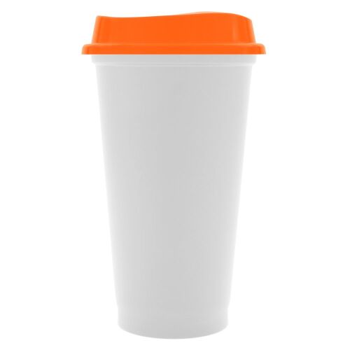 Стакан с крышкой Color Cap White, белый с оранжевым 1