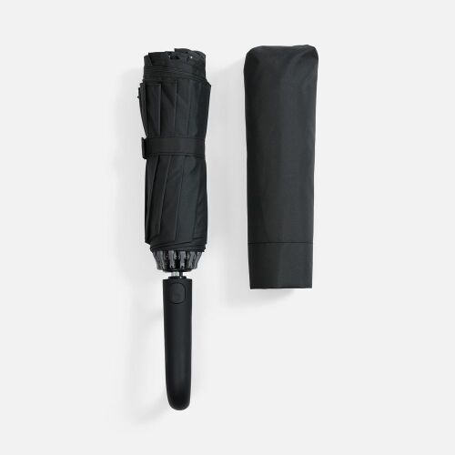 Зонт обратного сложения inLoop с ручкой-карабином, черный 2