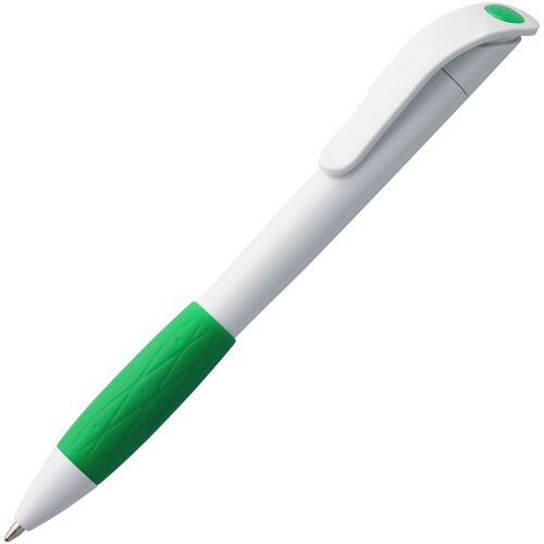 Ручка шариковая Grip, белая с зеленым 1 Ручка шариковая Grip, белая с зеленым 1