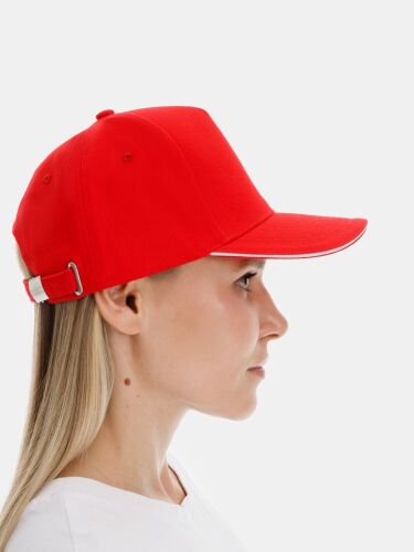 Бейсболка Classic 2.0, красная с белым кантом 2