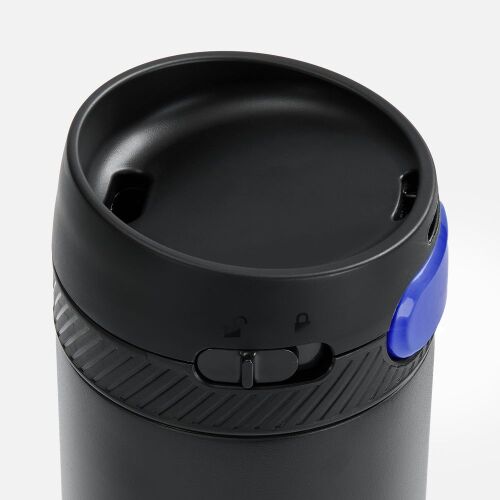 Термостакан X1 с цветной кнопкой, черный с синим 3