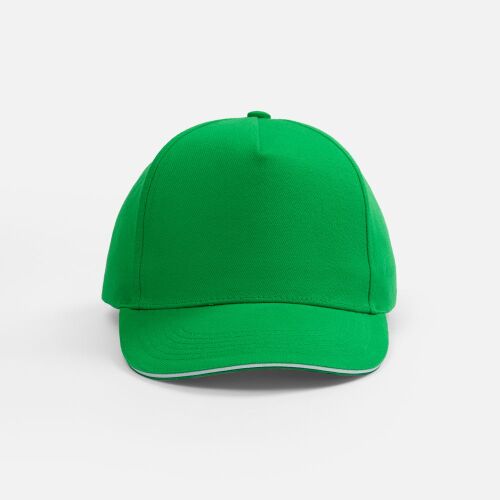 Бейсболка Classic 2.0, ярко-зеленая с белым кантом 3