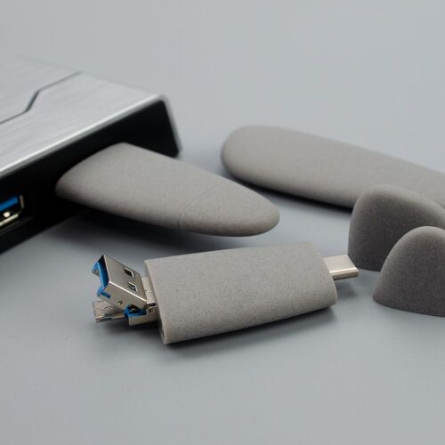 Флешка Pebble Universal, USB 3.0, серая, 64 Гб 2