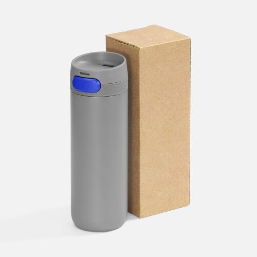 Термостакан X1 с цветной кнопкой, серый с синим 5