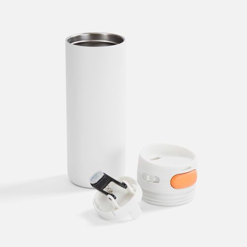 Термостакан X1 с цветной кнопкой, белый с оранжевым 2