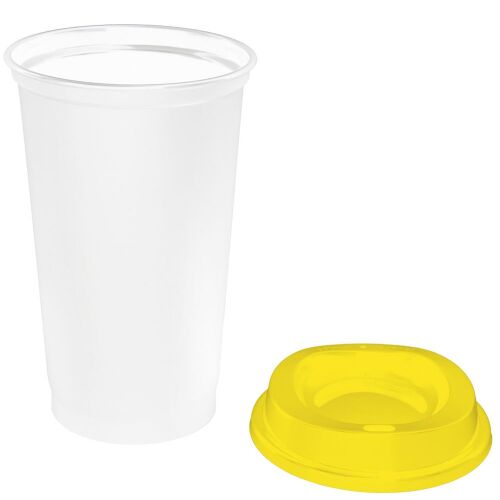 Стакан с крышкой Color Cap White, белый с желтым 2