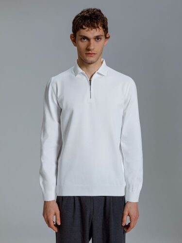 Рубашка поло мужская с длинным рукавом Terrazzo, белая, размер L/XL