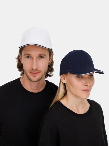 Бейсболка Classic 2.0, темно-синяя с белым кантом 7