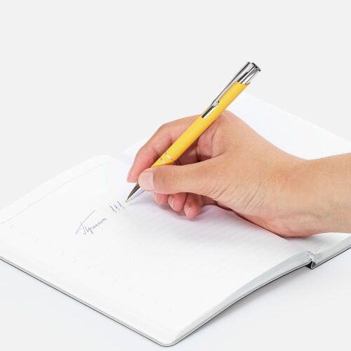 Ручка шариковая Keskus Soft Touch, желтая 5