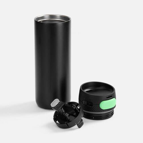 Термостакан X1 с цветной кнопкой, черный с зеленым 2