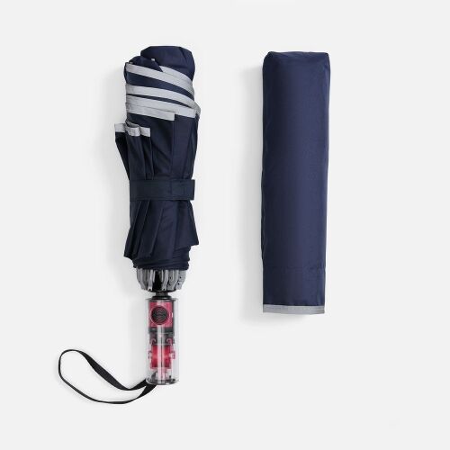 Зонт наоборот складной Futurum со светоотражающим кантом, темно- 3