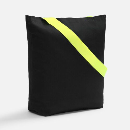 Шопер B5, черный с широкими желтыми ручками 1
