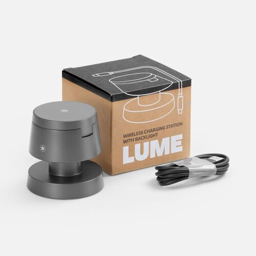 Станция беспроводной зарядки с подсветкой Lume, серая 6 Станция беспроводной зарядки с подсветкой Lume, серая 6