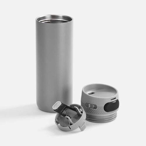 Термостакан X1 с цветной кнопкой, серый с черным 2