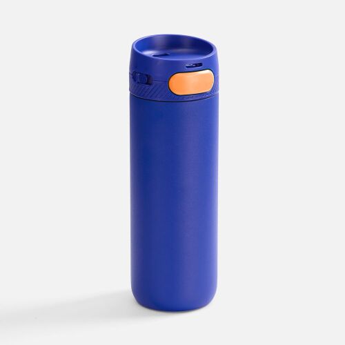 Термостакан X1 с цветной кнопкой, синий с оранжевым 1