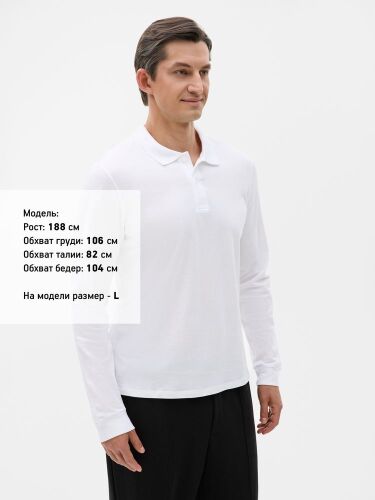 Рубашка поло мужская с длинным рукавом Perfect LSL Men белая, ра 1