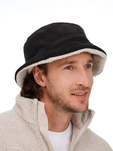 Панама Bucket двусторонняя, темно-серая с бежевым, размер M/L 2