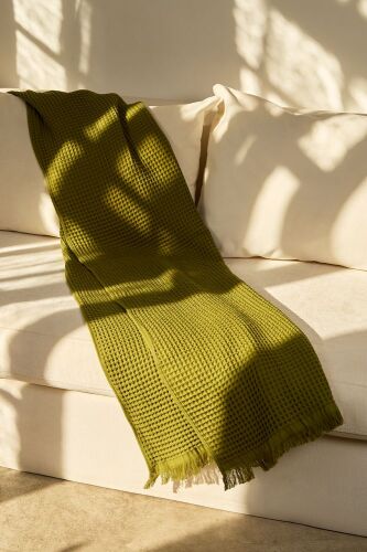 Плед вафельный Elenglect, зеленый 6