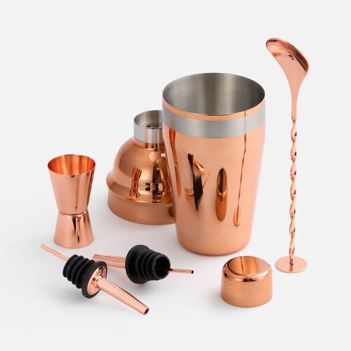 Набор для приготовления коктейлей Pourpour, медный с серебристой 2