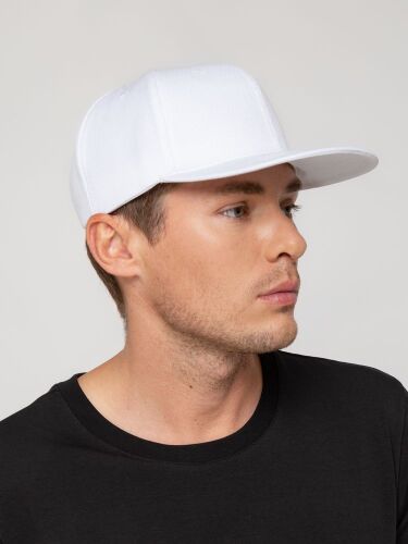 Бейсболка Snapback с прямым козырьком, белая 5