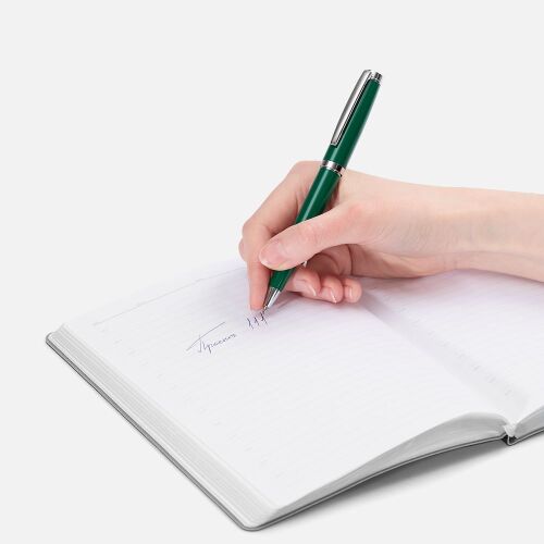 Ручка шариковая Letra Chrome, глянцевая, темно-зеленая 4