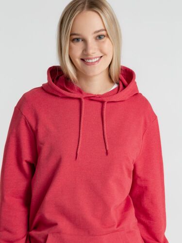 Толстовка с капюшоном унисекс Hoodie, красный меланж, размер S 3