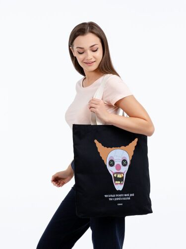 Холщовая сумка «Цирк» с внутренним карманом, черная 3