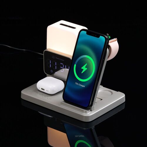 Зарядная станция с электронными часами и подсветкой Large Charge 6