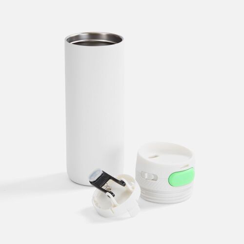 Термостакан X1 с цветной кнопкой, белый с зеленым 2