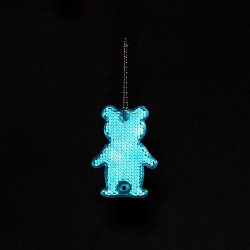 Пешеходный светоотражатель с цепочкой «Мишка», синий 3