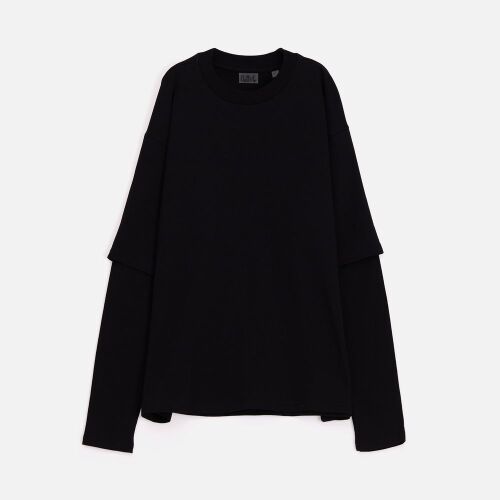 Футболка оверсайз с двойным рукавом Kosmos, черная, размер XL/XX 1