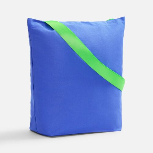 Шопер B5, синий с широкими зелеными ручками 1