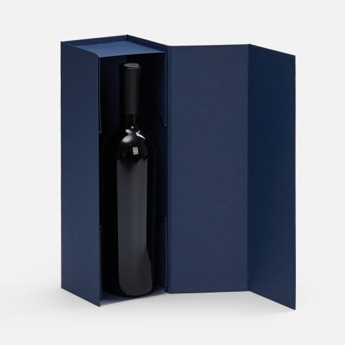 Коробка складная под бутылку Color Jacket Fold, темно-синяя 2