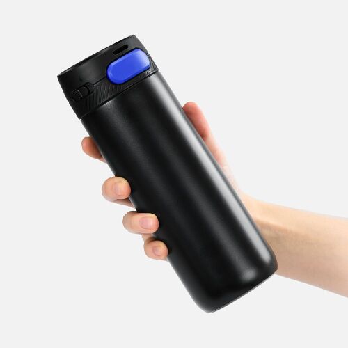 Термостакан X1 с цветной кнопкой, черный с синим 4