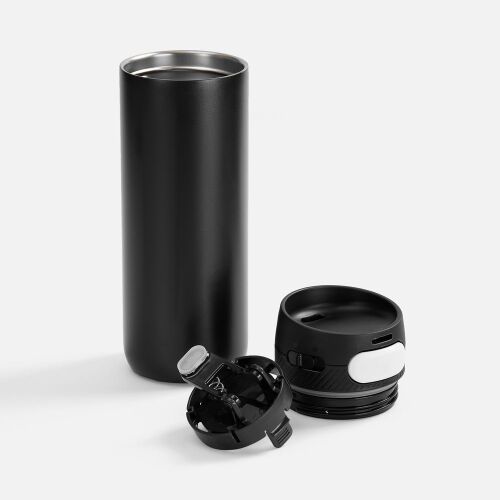 Термостакан X1 с цветной кнопкой, черный с белым 2