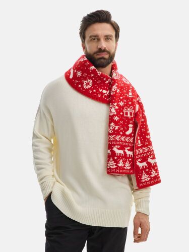 Шарф Holidale, красный с молочным 6