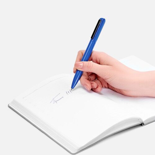 Ручка шариковая Lucenti с подсветкой логотипа, синяя 4