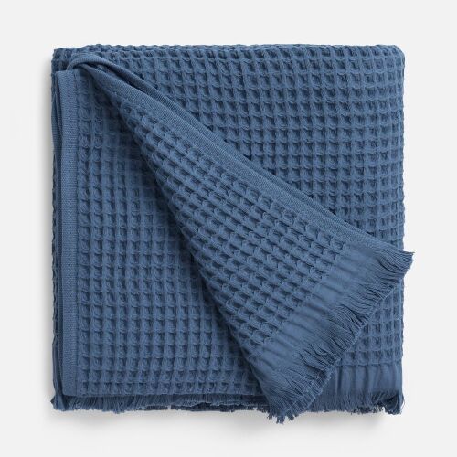 Плед вафельный Elenglect, темно-синий 2