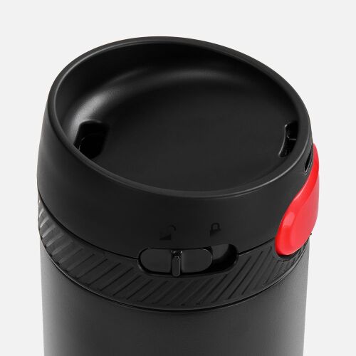 Термостакан X1 с цветной кнопкой, черный с красным 3