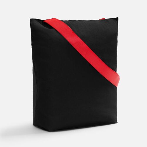 Шопер B5, черный с широкими красными ручками 1