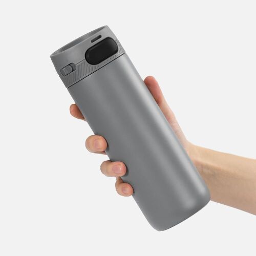 Термостакан X1 с цветной кнопкой, серый с черным 4