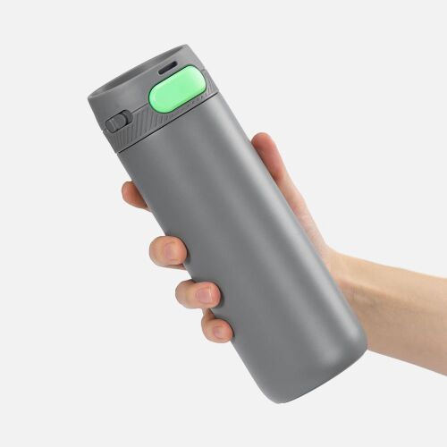 Термостакан X1 с цветной кнопкой, серый с зеленым 4