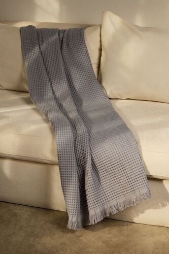 Плед вафельный Elenglect, светло-серый 6