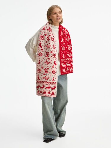 Шарф Holidale, красный с молочным 4